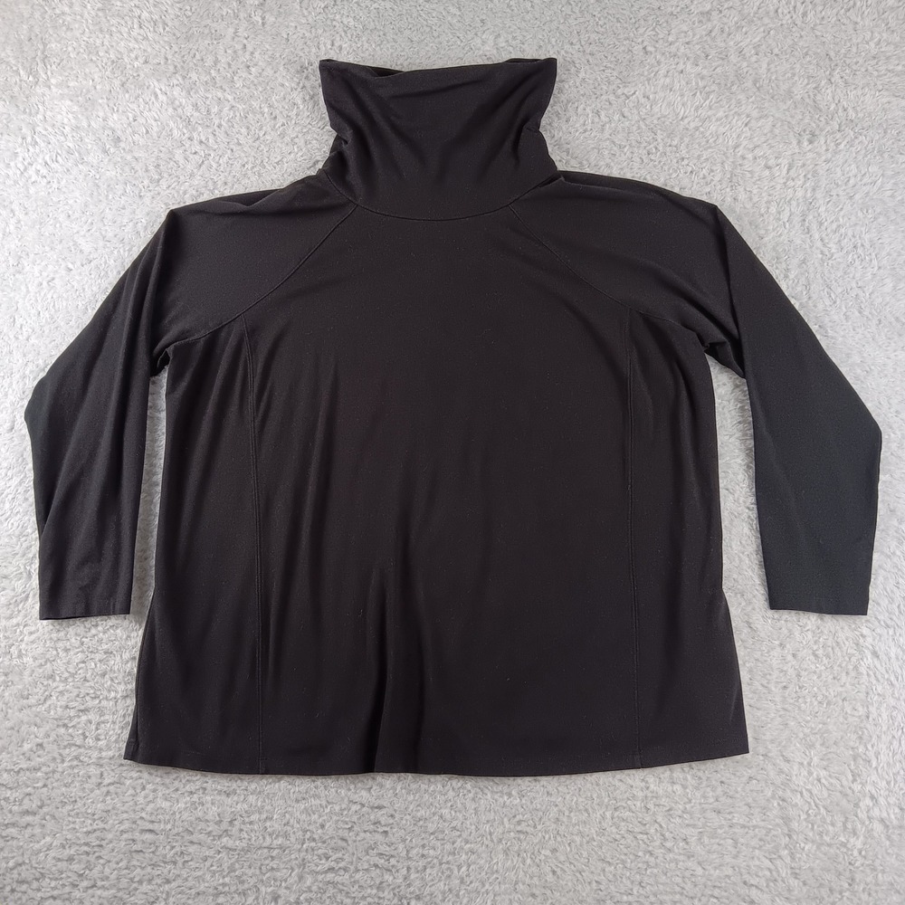 Isaac Mizrahi Live Top Womens 2X Black Funnel Neck Raglan Long Sleeve Knit